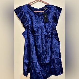 NWT City Chic Size 20 Navy Blue Brocade Top